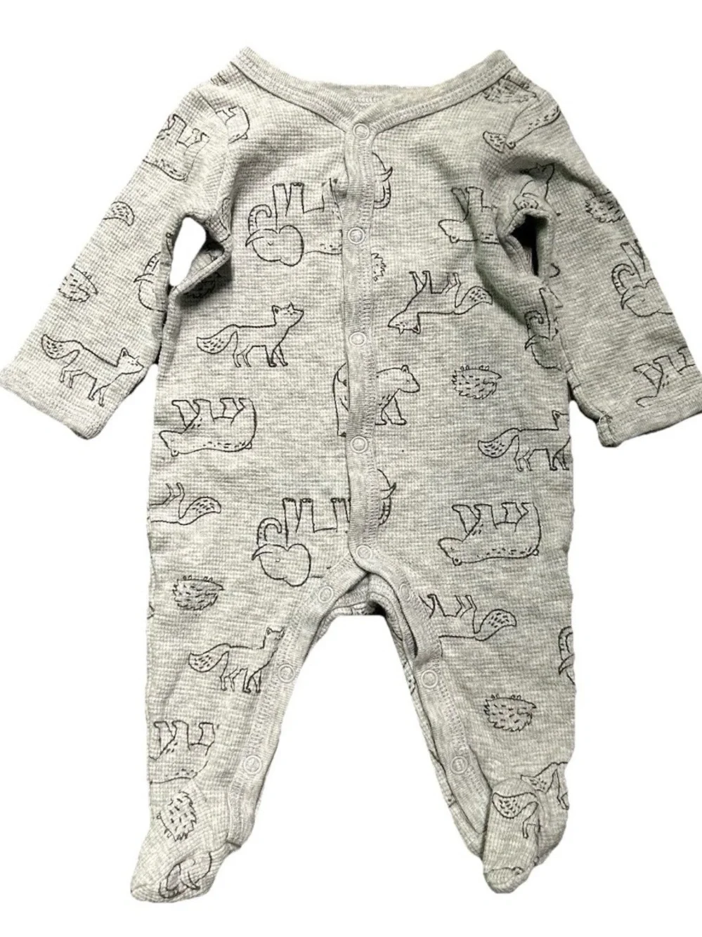Baby Boy Footie Pajamas Ribbed Animals 2 Way Zipper Size 0-3 Months